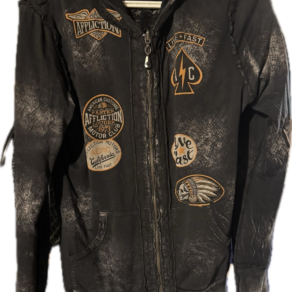 Reversible Women’s Affliction zip up hoodie - Picture 4 of 7
